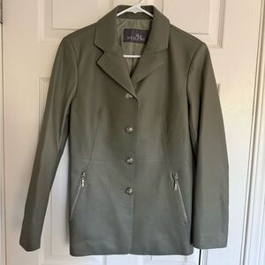 Nuozhi women’s green leather jacket
